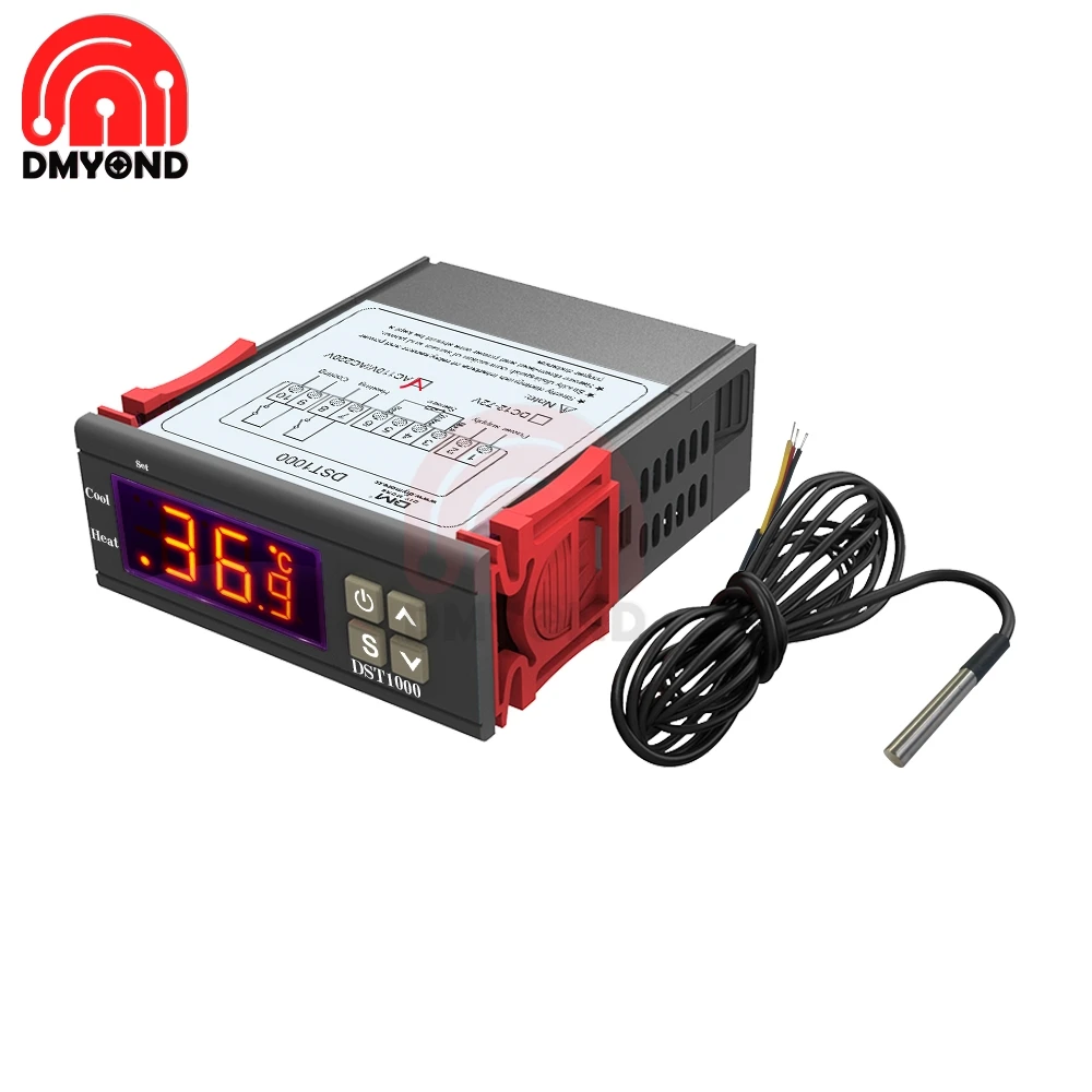 DST1000 AC 110-220V Display singolo termostato digitale controllo del regolatore di temperatura sensore impermeabile DS18B20 sostituire STC-1000