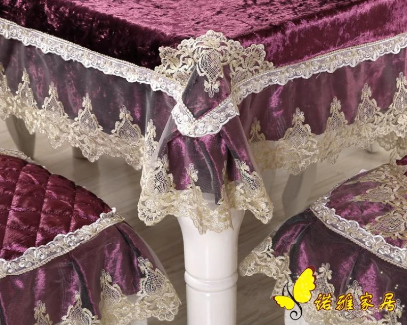 Hot Sale purple square table cloth chair covers cushion tables and chairs bundle chair cover lace cloth round set tablecloths