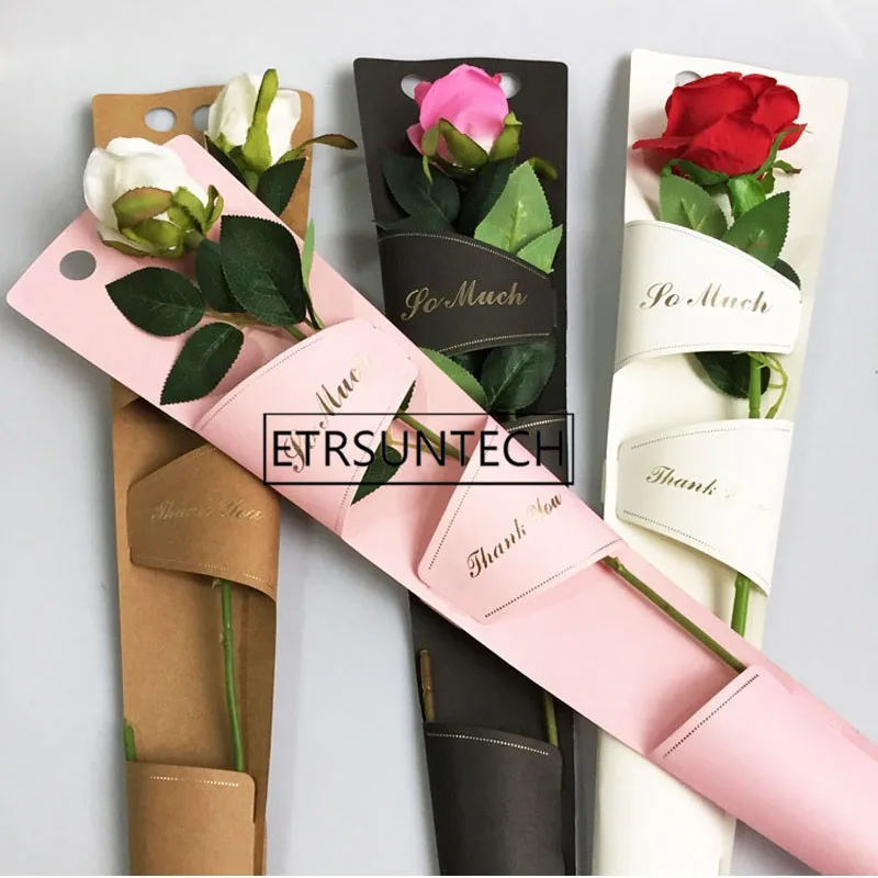 100pcs Portable Flower Bag Single Rose Bag Bouquet Wrapping Paper Bags Boxes Cases For Flowers Gifts Packaging