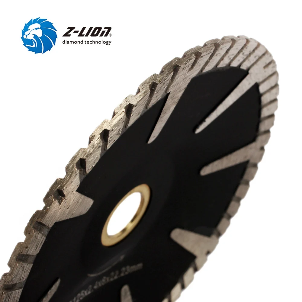 Z-LION 5 Inch Concave Curved Diamond Cutting Disc Turbo Rim Saw Blade For Granite Marble Stone Arbor 22.23 Or 16mm Turbo Wheel