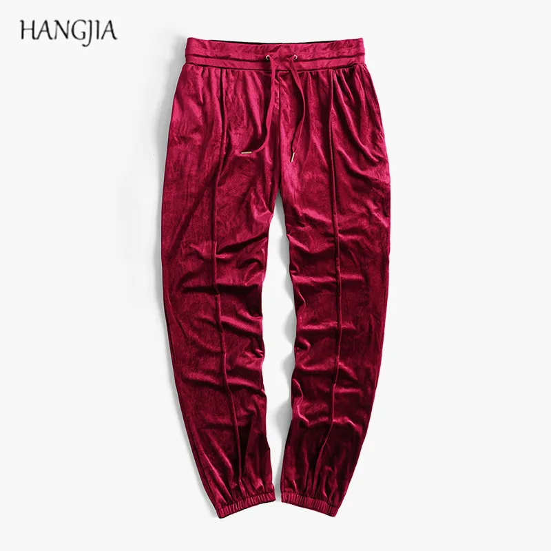 Kanye West Velour Joggers Pants Baggy Streetwear Red Black Gray Sweatpants Oversized Hip hop Velvet Pants for Men Casual