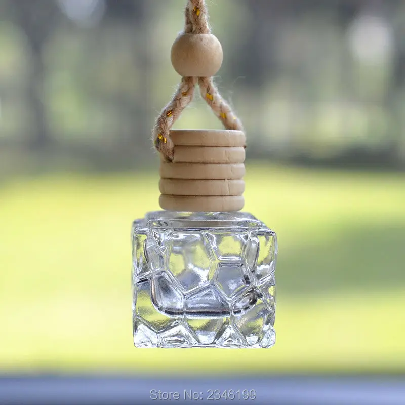 

7ML 30pcs/lot Small Glass Clear Empty Perfume Bottle, Car Pendant Personalized Gifts, Wood Cap Empty Glass Perfume Bottle