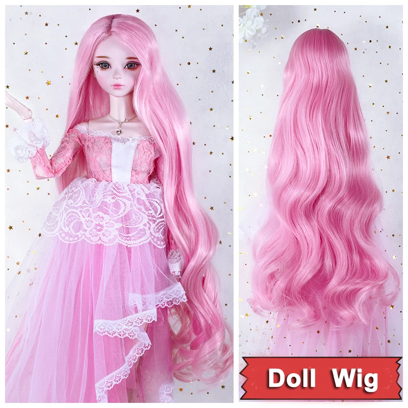 

Color Bjd Doll's Wig Pink Long Curly Girls Hair For Dolls 60cm 1/3 Girl Dolls Accessories Toys