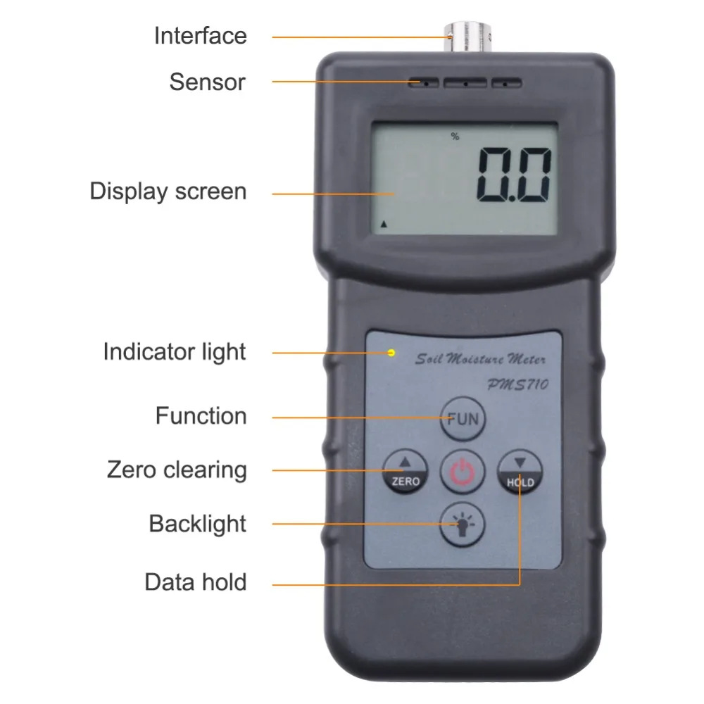 Yieryi PMS710 100% Nieuwe Merk Digitale Bodemvochtmeter Test Rivier Zand Bodem Cement Land Plater Sensor Tool