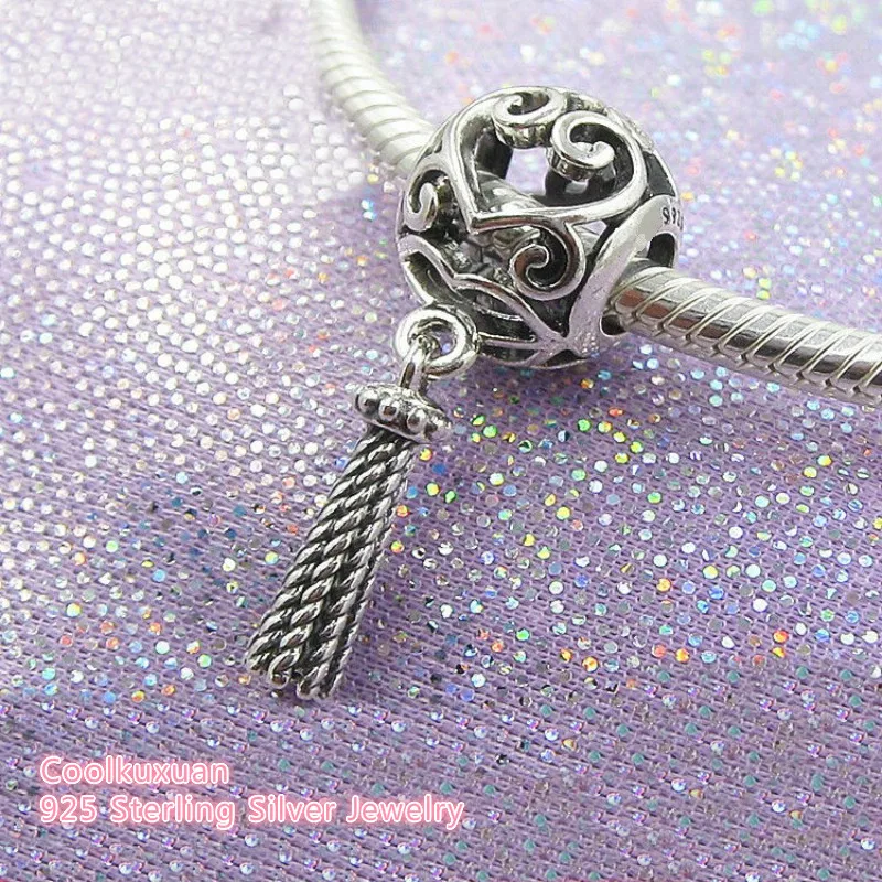 

Spring Collection Original 925 Sterling Silver Enchanted Heart Tassel Charm Beads Fit Pandora Charms Bracelet Diy Jewelry