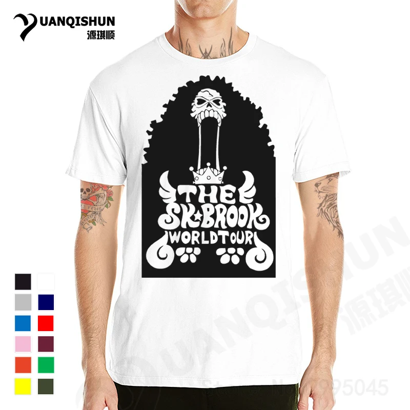 YUANQISHUN Anime One Piece Brook Skull T-shirt Tops Tee THE SK BROOK WORLDTOUR Tshirt Short Sleeve Cotton T Shirt 0068-A