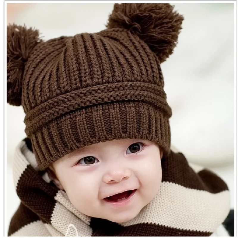 Baby Beanies Crochet Knitted Kids Hat Children Winter Hats Warm Girl Caps newborn photography props Bebes Bucket Hat Bonet