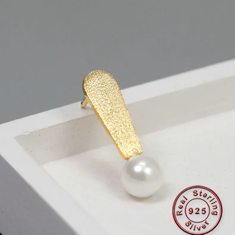 Amxiu Handmade Exclamation Mark Brooch 100% 925 Sterling Silver Jewelry Pins Freshwater Pearl Brooches For Women Kids Buckles