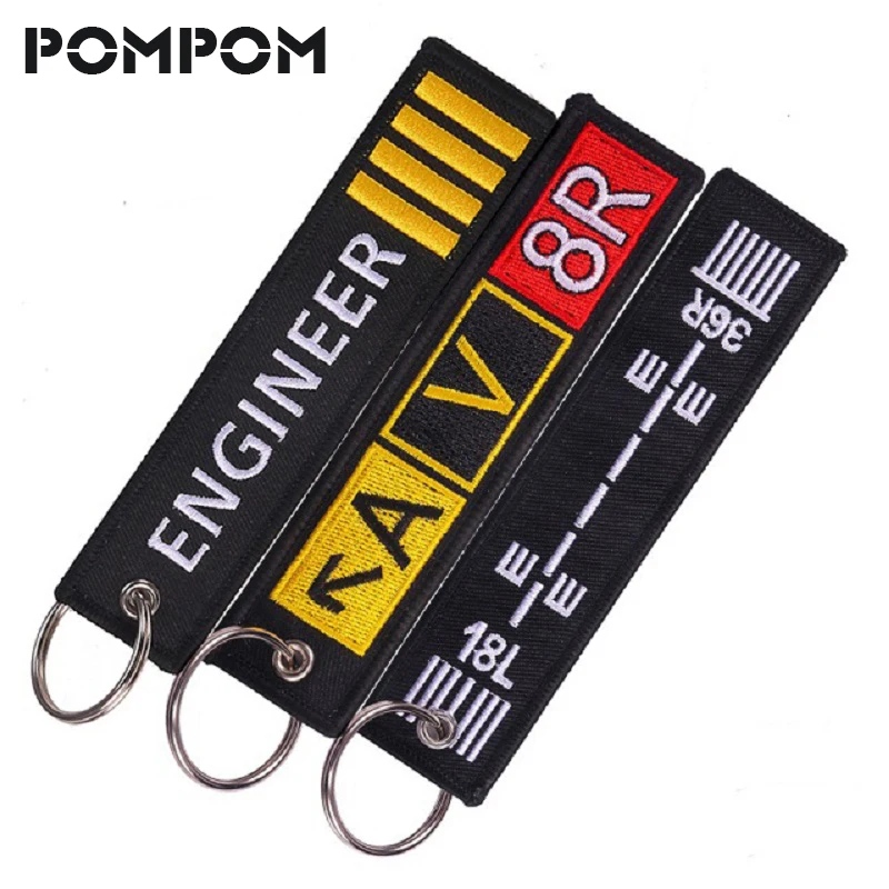 POMPOM Fashion AV8R Airport Taxiway Keychain for Car and Motor Embroidery Custom ATV Car Keychains Keyring taxiway sleutelhanger