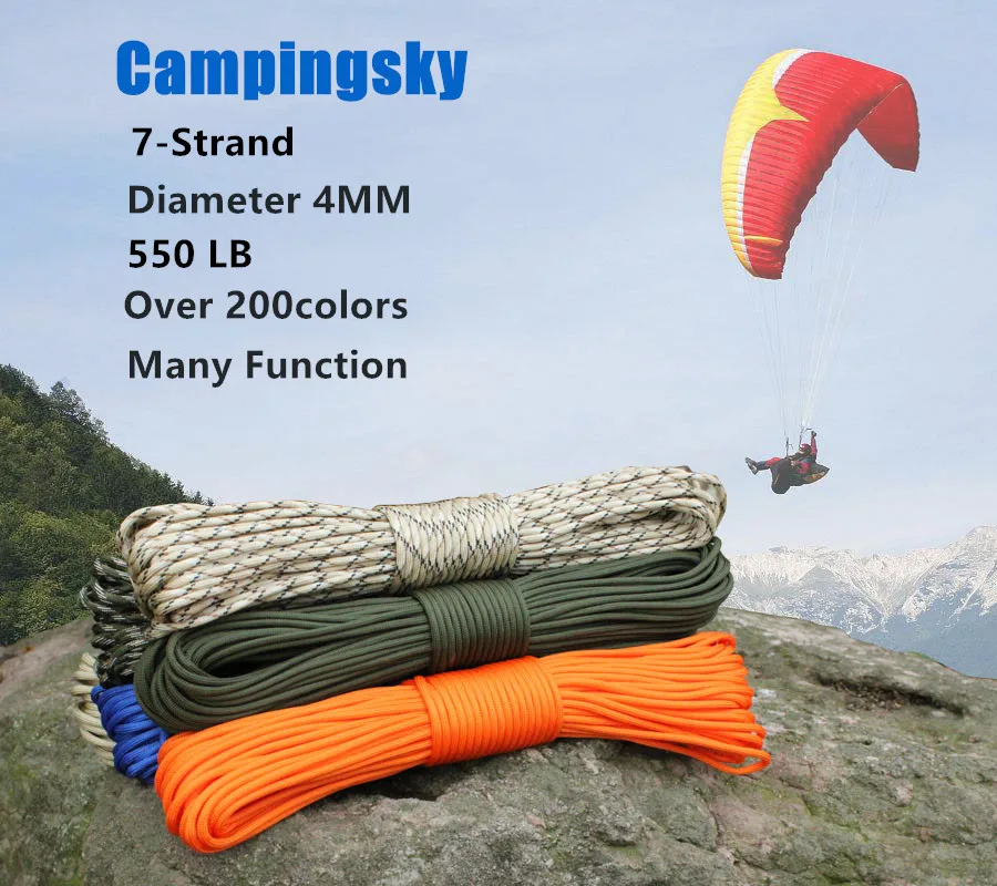 Paracord 550 Paracord Parachute Cord Lanyard Rope  Spec Type III 7 Strand 100ft Climbing Camping