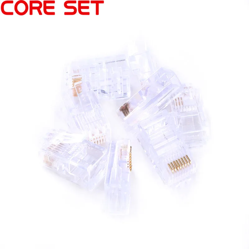 10PCS/Lot RJ45 Net Network Modular Plug Cat5 CAT5e Cat6 Connector 8P8C Gold plated Modular Plugs Socket High Quality