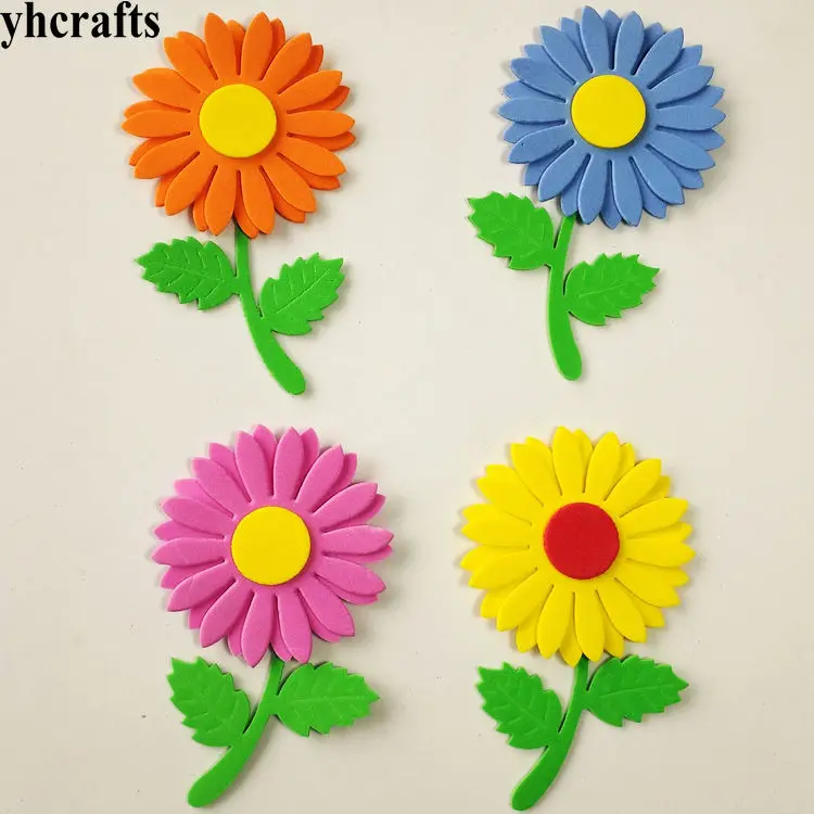 1bag/LOT.Foam sunflower Creative fancy intelligence toys Early learning educational diy Kids room decal