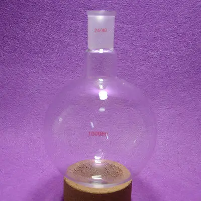 One Neck,1000ml,24/40,Round Bottom Glass Flask,1L,1 Neck,Lab Bottle,Heavy Wall