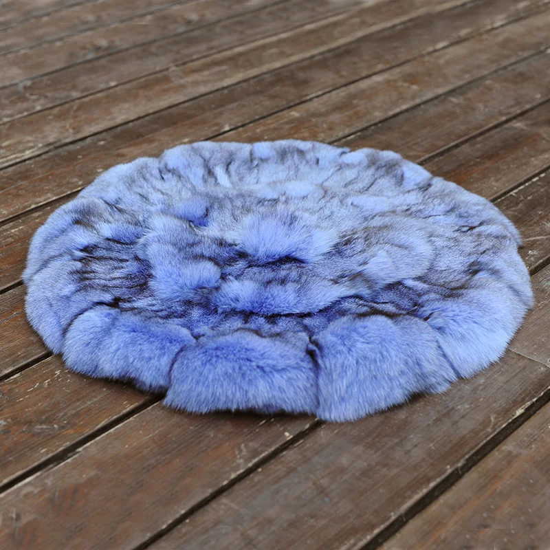 CX-D-35C Europe Style Warm Winter Home Car Use Round Handmade Seat Cushions Real Fox Fur Cushion