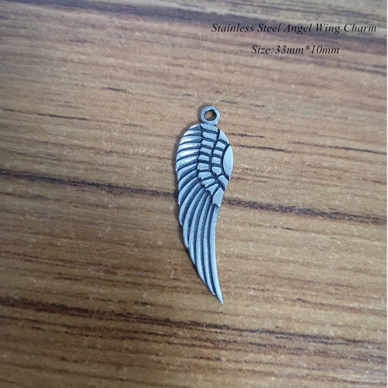 Wholesale 50Pcs/100Pcs/200Pcs Stainless Steel Angel Wing Charm Pendant