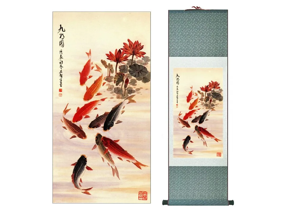 

Fish play togehter Super quality traditional Chinese Art Painting Home Office Decoration Chinese paintingPrinted painting