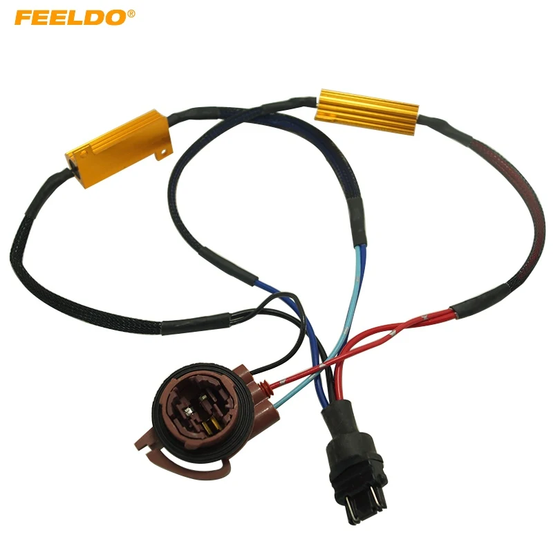 

FEELDO 2Pcs 3157B LED Decoder Warning Error Canceller Turn Signal Brake Lamp Anti Flicker Load Resistor #AM5342