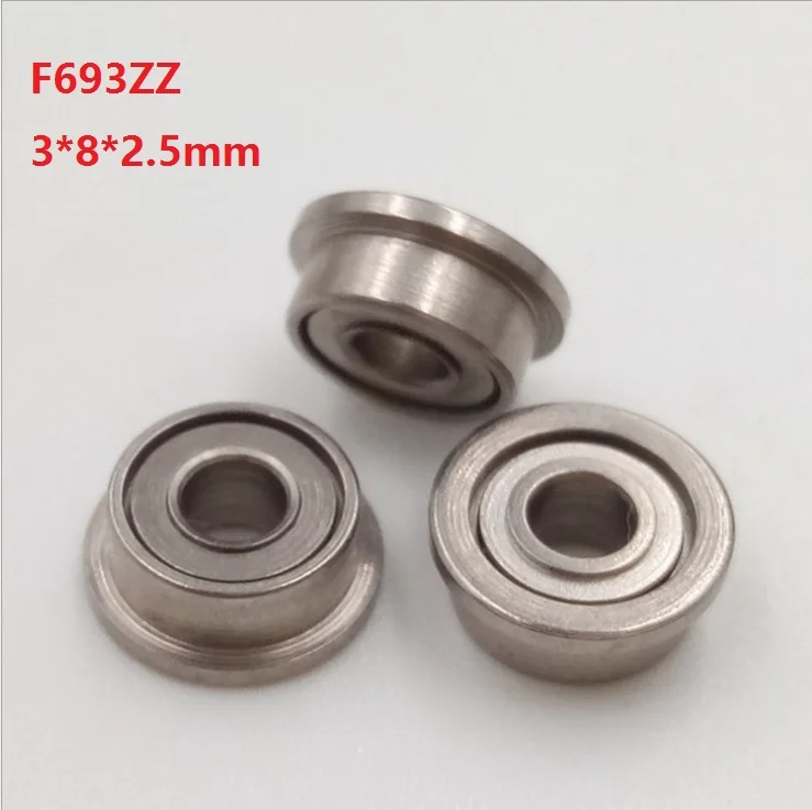 

50pcs/100pcs/500pcs F693ZZ F693 ZZ F693 ZZ 3x8x2.5mm Full ball flange Deep Groove Ball Bearing Miniature mini 2*6*3mm