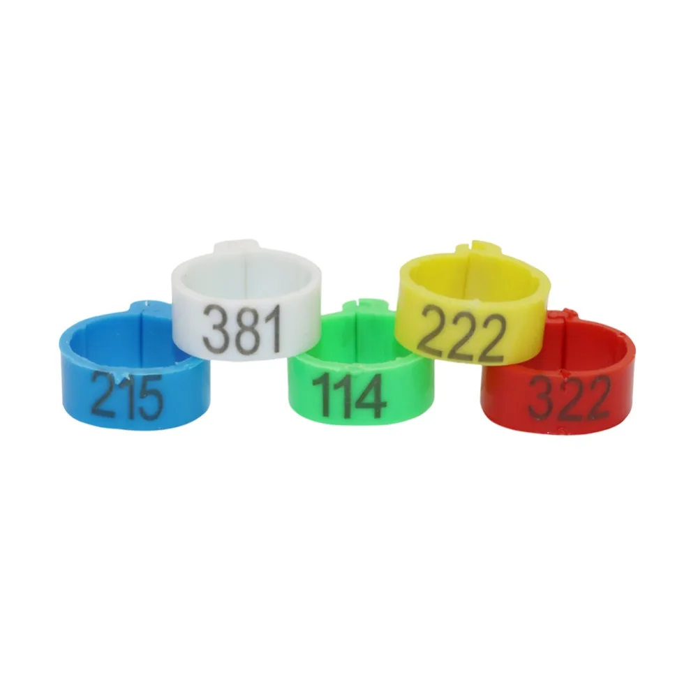 7 Colors 16mm Digital foot ring NO.001-500 Poultry Buckle type Clip rings Farm equipment Chicken Identification ring 100 Pcs