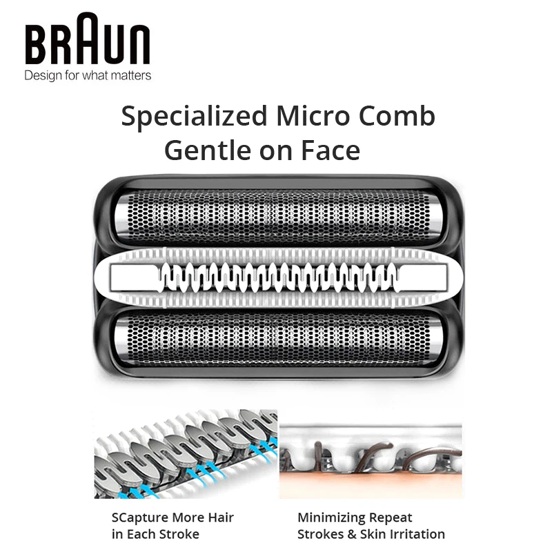 Braun Series3 3000S มีดโกนไฟฟ้าของผู้ชาย3อิสระใบโกนหนวดลอยตัวล้างทำความสะอาดได้ชาร์จเร็วแห้งและเปียกโกนหนวดไฟฟ้า