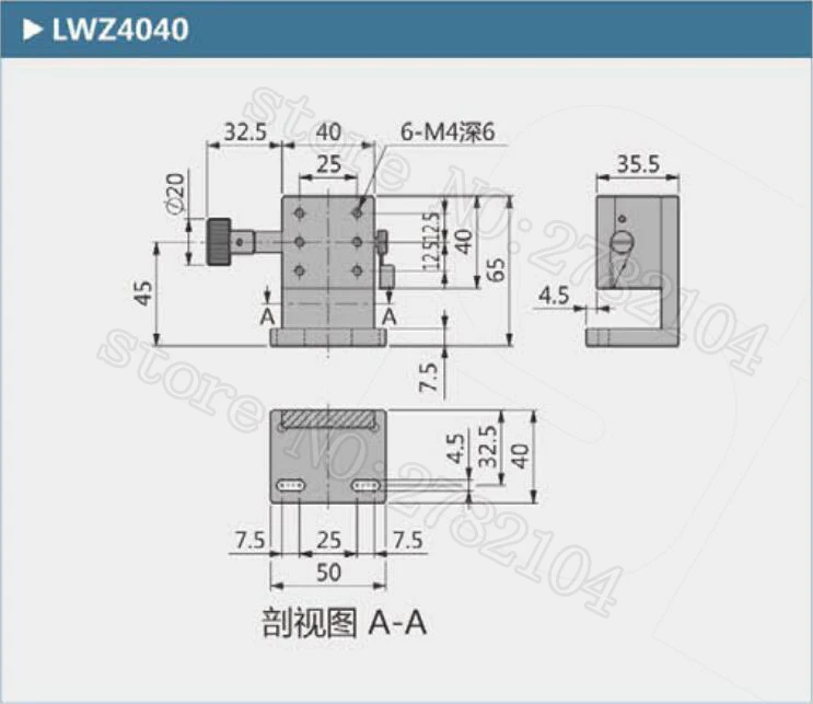 Z axis LWZ4040 dovetail groove manual platform rack and pinion drive high precision knob fine-tuning slide ZWG40