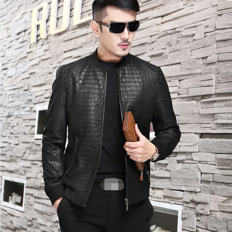 New Winter Man Short Biker Jacket High Quality Leather Mens Coat Streetwear Slim Fit Men Thin Outerwear Plus Size L-4XL