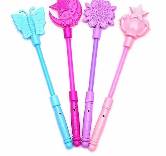 Flashing Light Up Sticks Magic LED Wands Batons DJ Fairytale Princess kids Costume Fancy Dress Glow Star Crown Buttery Moon Wand