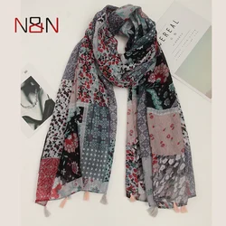 Bufandas estampadas de seda para mujer, chal de lujo de gran tamaño, a la moda, Otoño e Invierno