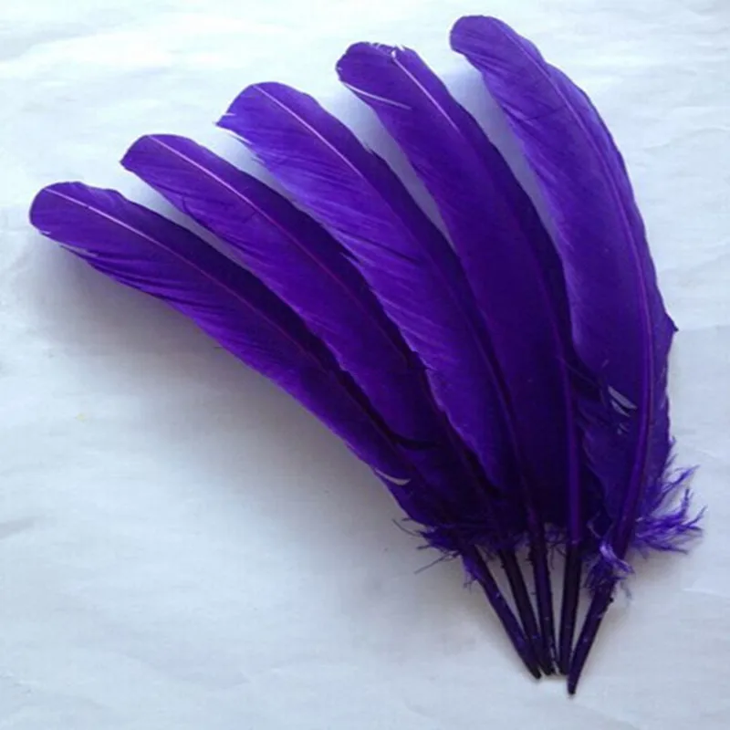 25-30cm 50pcs/lot purple goose feather /Turkey feather 10-12inch goose feather plumes party hat decorations