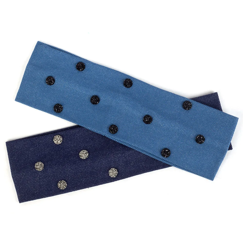 Women Fashion Casual Denim Hairband Shine stones Hairbend Female Girls Stretchy Plain Flat Turban Hair Accessories