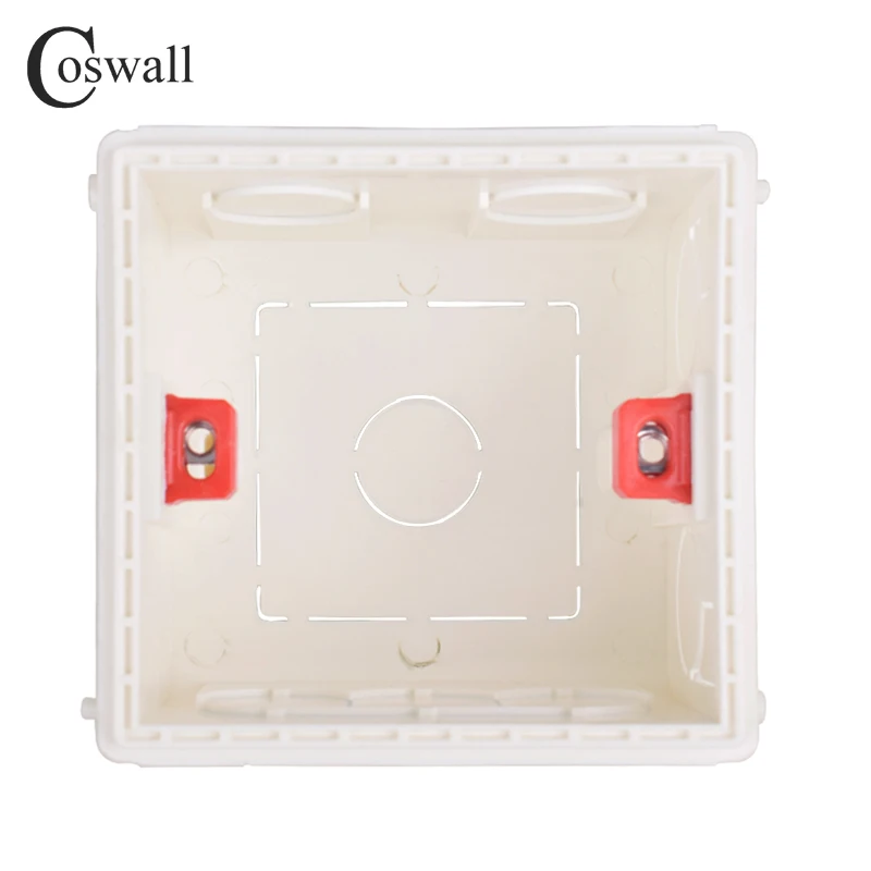 Coswall 조절식 마운팅 박스 내부 카세트, 86 타입 스위치 및 소켓, 화이트 레드 와이어링 백 박스, 86mm * 85mm * 50mm