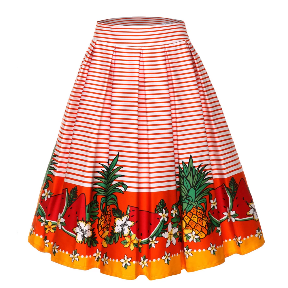 4XL Floral Music Print 50s 60s 2024 Swing Skirts Retro High Waisted Pleated Rockabilly Vintage Jurken Women Clothing 2020