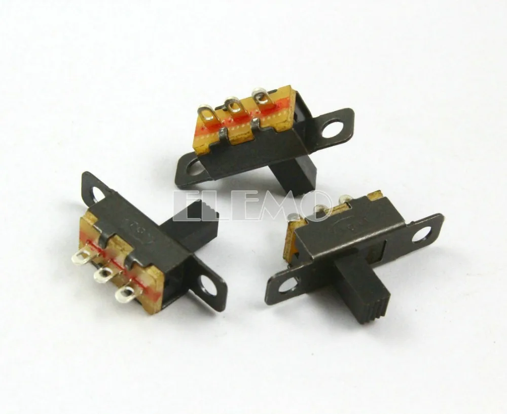 100 Pieces 3 Pin 2 Position 1P2T SPDT Panel Mini Vertical Slide Switch Solder Lug SS12F15VG5