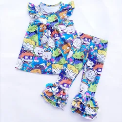 New Arrival children wear kids girls spring fall boutique clothing Cartoon Boy Anmial Printe Outfits Toddler Girls Clothing