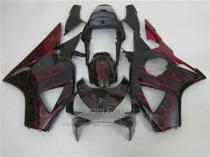 Bodywork Fairing kit for Honda CBR954RR 02 03 red flames black fairings set CBR954RR 2002 2003 BM10