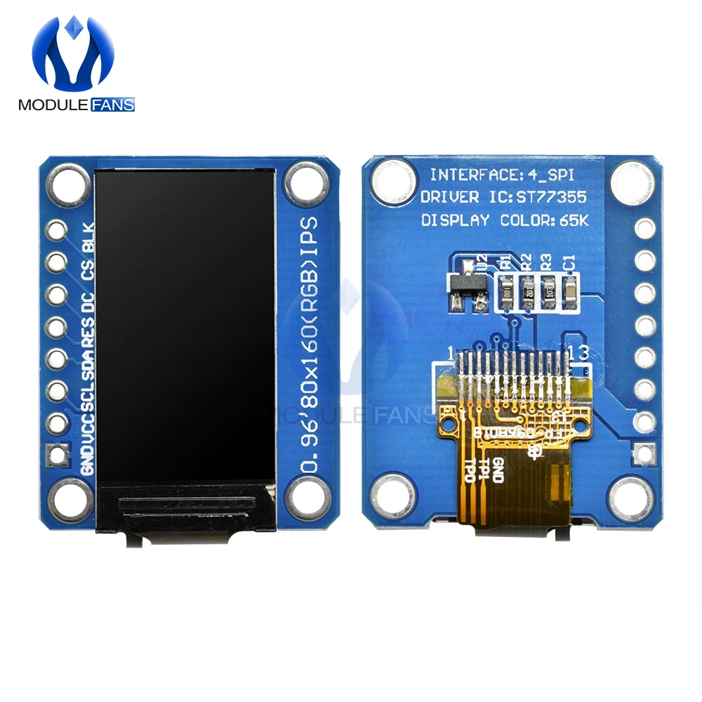 Módulo de unidade st7735 drive ic 160*80, tela lcd 3.3v spi hd 65k, 0.96 polegadas, 8 pinos ips spi, interface para arduino