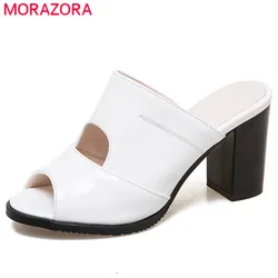 MORAZORA 2021 plus size 47 women sandals pu summer shoes open toe high heels sandals female hollow out party dress shoes woman