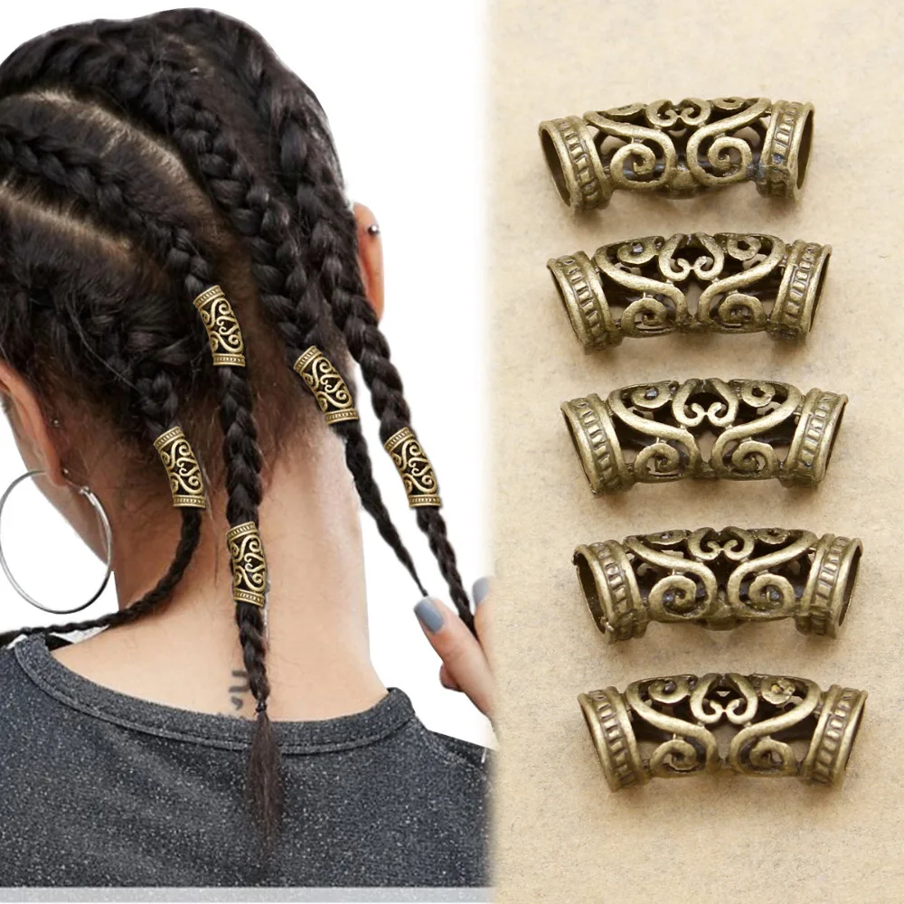 

5x Norse Viking Swirl Beard Bead Rasta Dreadlocks Braid Head Hair Clip Pin Accessories Christmas Gift Headband Headdress Jewelry