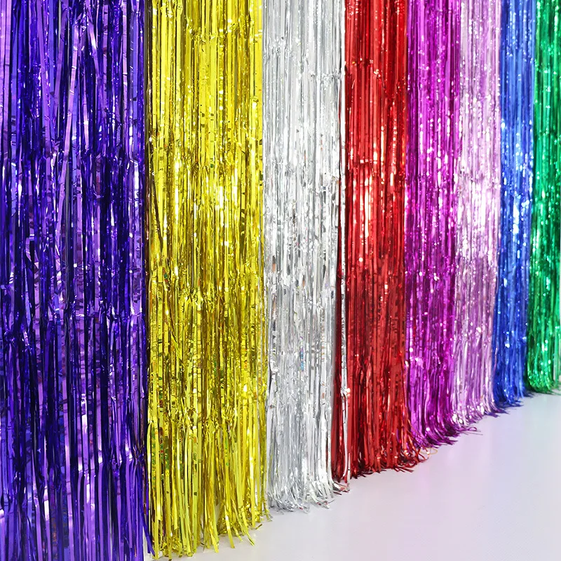 Foil Fringe 1*1M 1*2M 1*3M Door Curtains Tinsel Shining Party Wedding Birthday Marriage Christmas Gathering Backdrop Decoration