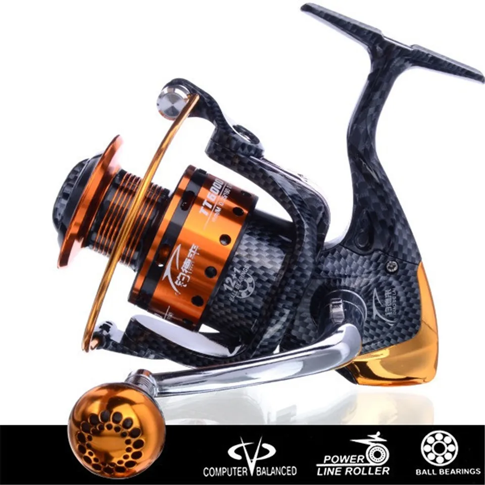 Słonowodne New Arrival Metal Spinning kołowrotek cewki carretilha pesca 6000 seria 12 + 1BB 5.1:1 molinete pesca koła chiny