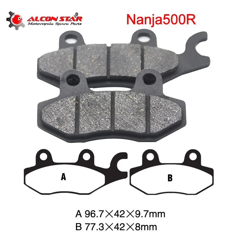 Alconstar- For Kawasaki NINJA 500R 2013 2014 2015 2016 4 Pieces Motorcycle Brake Pads Set Front Disc and Rear Disc Brake Pads