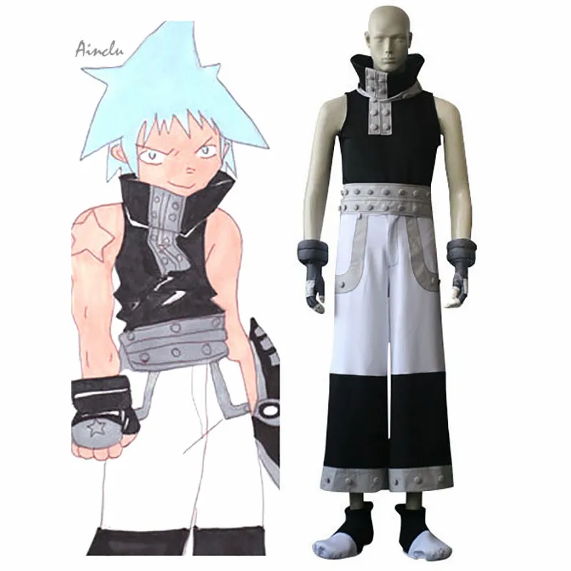 

Ainclu Soul Eater Cosplay Black Star Uniform Halloween Cosplay Customizable Kid Adult Size