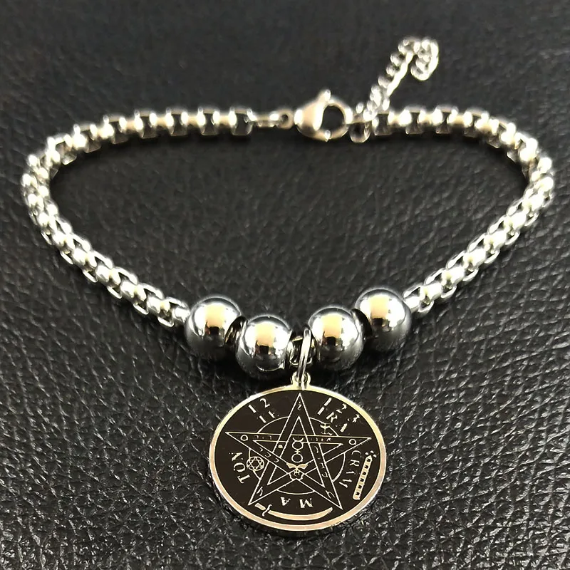 Tetragrammaton Stainless Steel Cuff Bracelet Women Pentagram Bracelets & Bangles Jewelry bracelet femme manchette B1780S02