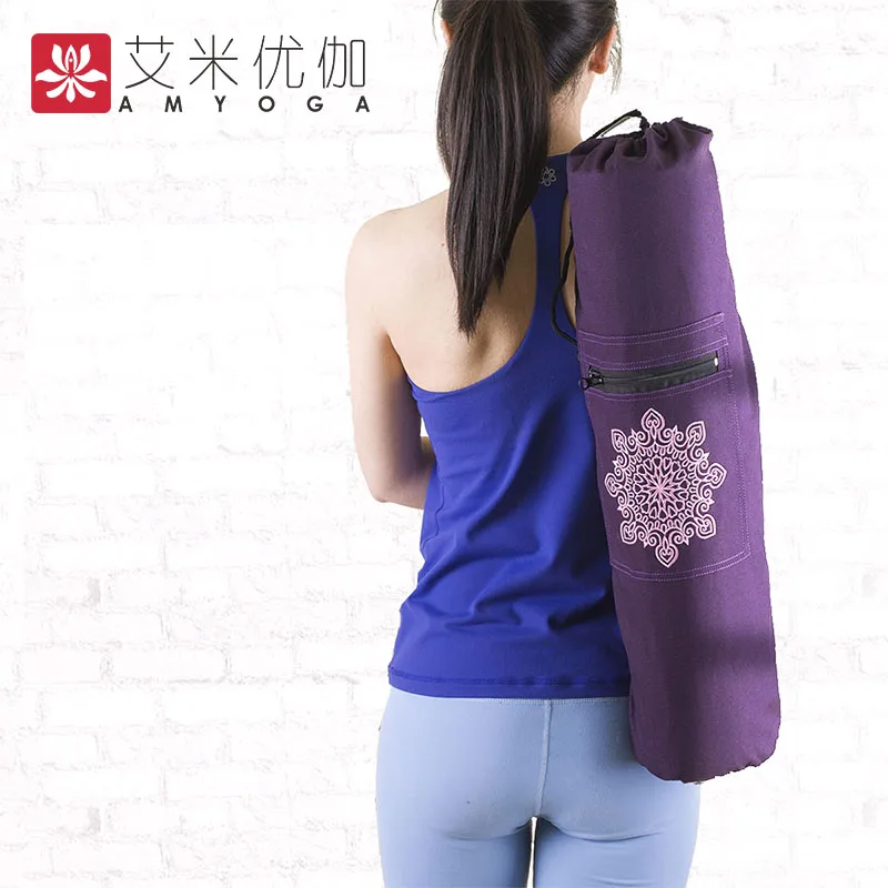 Durable canvas cotton yoga mat tote bag easy loading