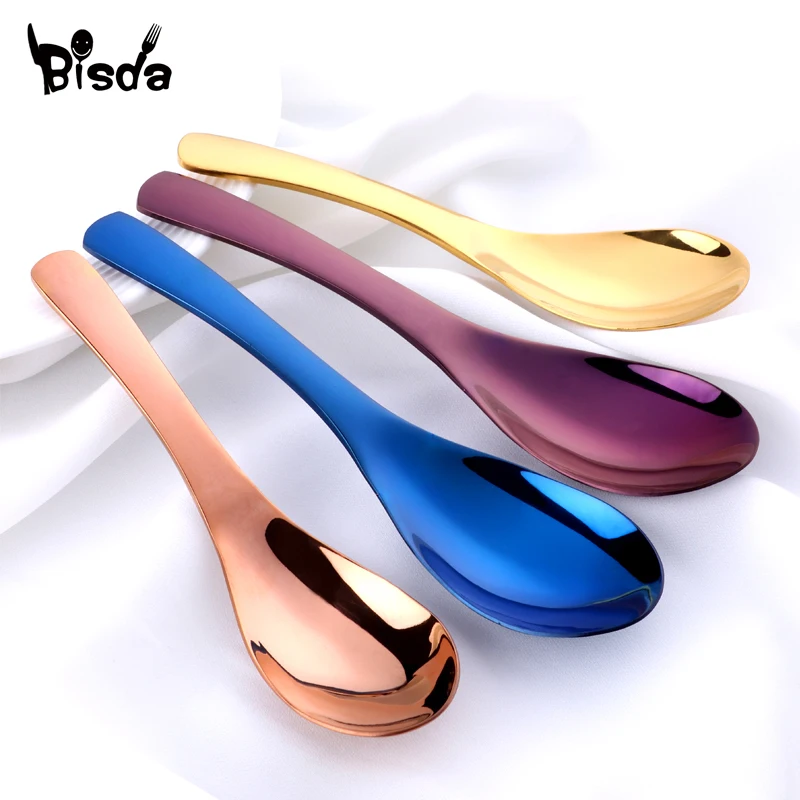 

1Pc Serving Spoon Stainless Steel Round Spoon Gold Salad Rice Soup Scoop Small for Ice Cream Luxury Dinnerware Kit Party Tools