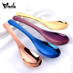 1Pc Serving Spoon Stainless Steel Round Spoon Gold Salad Rice Soup Scoop Small for Ice Cream Luxury Dinnerware Kit Party Tools