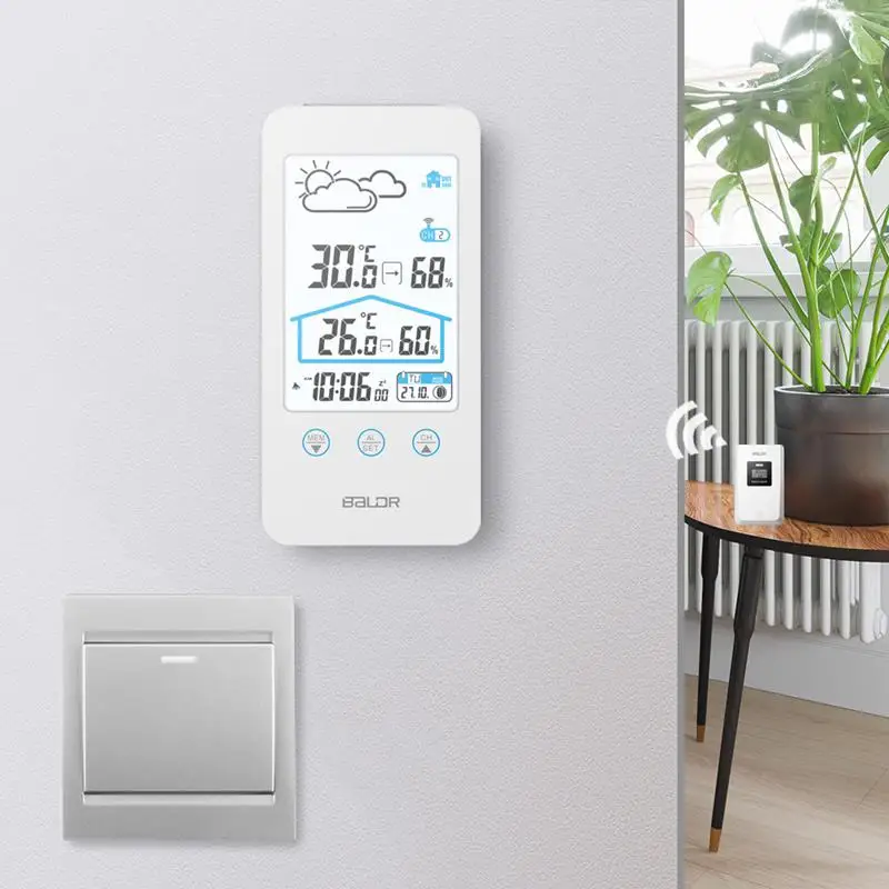 Household Wireless Digital Thermometer Hygrometer Moon Phase C/F Temperature Sensor Humidity Meter Alarm Clock Weather Station