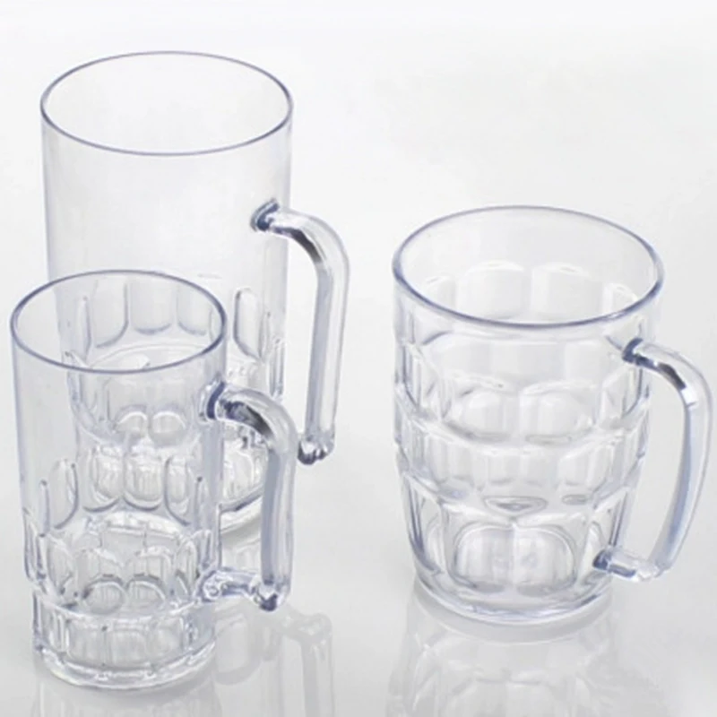 Unbreakable 3 Sizes Acrylic Beer Cup KTV Large Beer Cup Plastic Drinks Cups Breakfast Milk Coffee Water Mug Barware Drinkware