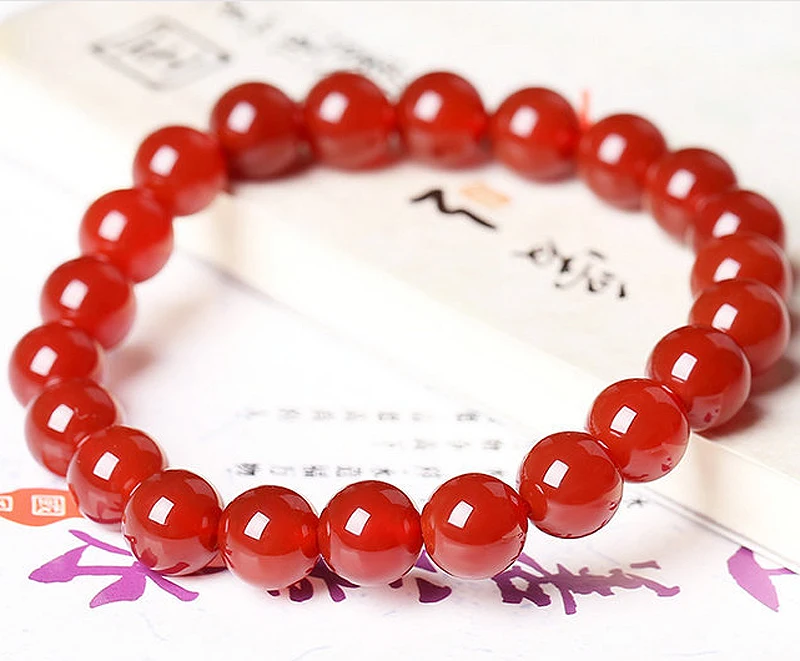 Trendy Stone Unisex Round natural carnelian Bracelet,6MM(28pcs)red carnelian crystal  Bracelet jewelry