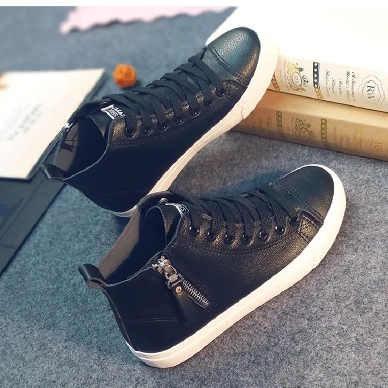 Women Casual Shoes New Autumn Fashion Zipper High Top Women Shoes lace-Up Platform Breathable Women Sneakers